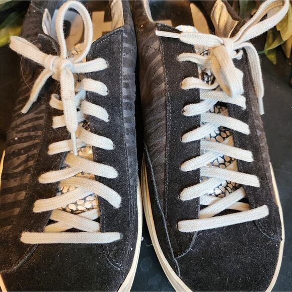 P448 JOHN ZEBRA METALLIC STRIPE BLACK SNEAKER SIZE 40 (9/9.5) - Picture 3 of 11